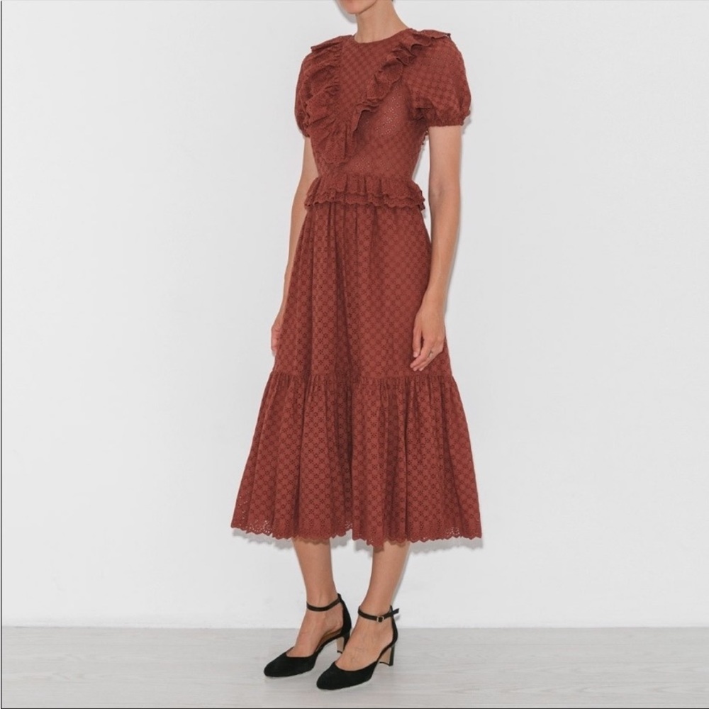Ula Johnson Bettine Embroidered Ruffle Maxi Dress XS 0 - Picture 7 of 9